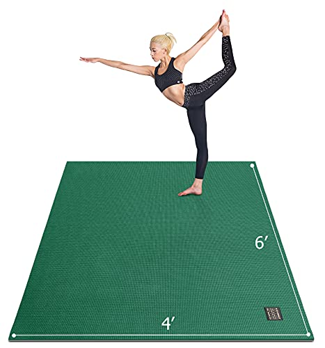 GXMMAT Large Yoga Mat 6'x4'/6'x6'/7'x5'(7mm/9mm), Extra Thick Workout Mats for Home Gym Flooring,Ultra Comfortable Non-Slip Quick Resilient Barefoot Wide Exercise Mat for Pilates,Stretching,Meditation - color: Green Jasper, size: 6*4 FT