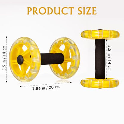 Kisangel Dual Ab Roller Wheel Set for Core Workout, Portable Abdominal Exercise Equipment with Foam Grip for Home Gym, Lightweight Fitness Training Tool for Men and Women, Yellow