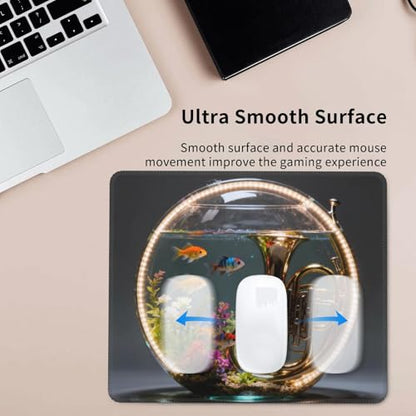 Horn Fish Tank Gaming Mouse Pad Anti-Slip Rubber Base Laptop Mouse Mat for Home Computer Mousepad 10 X 12 Inch