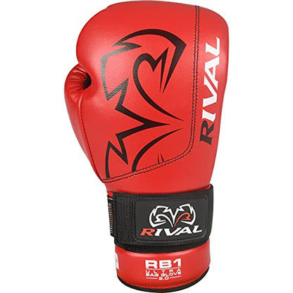 RIVAL Boxing RB1 2.0 Ultra Bag Gloves, Hook and Loop Closure, Super-Resistant Microfiber, High-Density Foam, Breathable Mesh Palm - color: Red, size: Medium