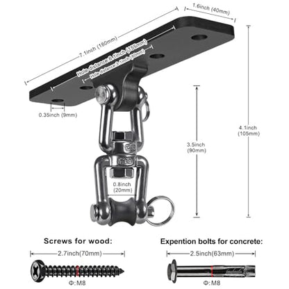 SELEWARE Boxing Punching Bag Hanger, Heavy Bag Bracket - color: 360° Swivel Hanger