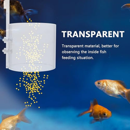 Fish Feeding Ring Acrylic Aquarium Feeder with Hook Anti-Scatter Fish Food Container Feeding Supply