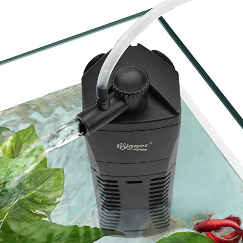 hygger Aquarium Internal Filter, 120GPH Silent Power Filter for 10-20 Gallon Corner Installation, Triple Filtration with Adjustable Flow and Spray Bar - size: M