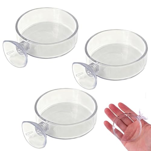 3Pcs No Mess Aquarium Feeder - Premium Shrimp Feeding Dish with Suction Cups Round Fish Food Feeding Bowls for Clear Fish Tanks Anti-Slip Design Food Box for Aquarium