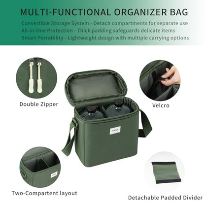 Mini 1LB Propane Tank Storage Bags, Small Camping Fuel Cylinder Carry Bag for 2-Pack Propane Tanks 16 OZ, Portable Refillable Small Propane Gas Canister Bottle Case with Padding, Bag Only