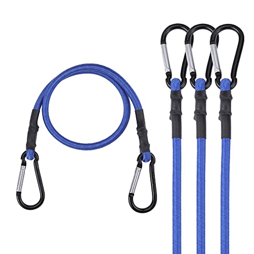 WORKPRO 24" Bungee Cords with Hooks, 4 Pack Heavy Duty Outdoor Bungee Strap | Bungie Cord, No Odour Bungee Rope for Securing Tarps, Tent, Luggage Rack, Cargo, Bike,Transporting, Garage Storage, Blue - color: Blue, size: 24" x 4PCS