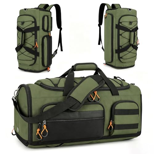 Searock 45L Gym Bag for Men, 3-In-1 Duffle Bag Backpack for Travel - color: Green