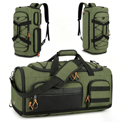 Searock 45L Gym Bag for Men, 3-In-1 Duffle Bag Backpack for Travel - color: Green
