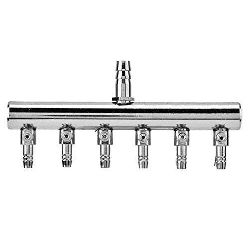 Fish Air Aquarium Air Control Lever Valve Distributor Fish Air Splitter Stainless Steel Air Tubing Connector Splitter (6 Way)