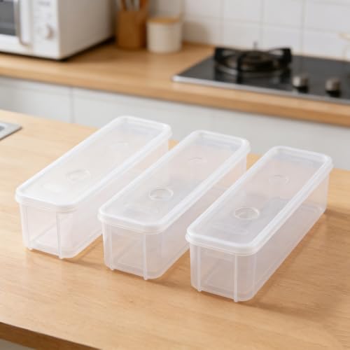 3Pcs Stackable Food Storage Containers, Snackle Box Container Portion Control, Fridge Organizer with Removable Drain Plate & Lid for Fish, Meat, Fruits, Vegetables