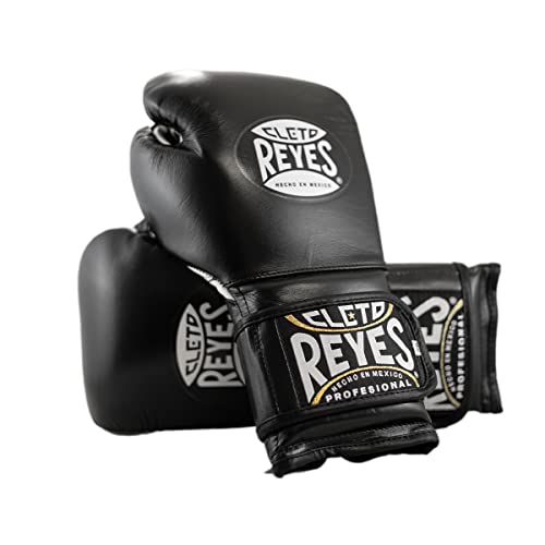 CLETO REYES Training Boxing Gloves with Hook and Loop Closure for Sparring and Heavy Punching Bags, Men and Women, MMA, Kickboxing, Muay Thai - color: Black, size: 12oz.