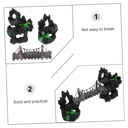 BESPORTBLE Underwater Suspension Bridge Decor for Fish Tank Resin Rockery Ornament Aquarium Landscaping Statue for Betta Fish Habitat and Aquarium Accessory