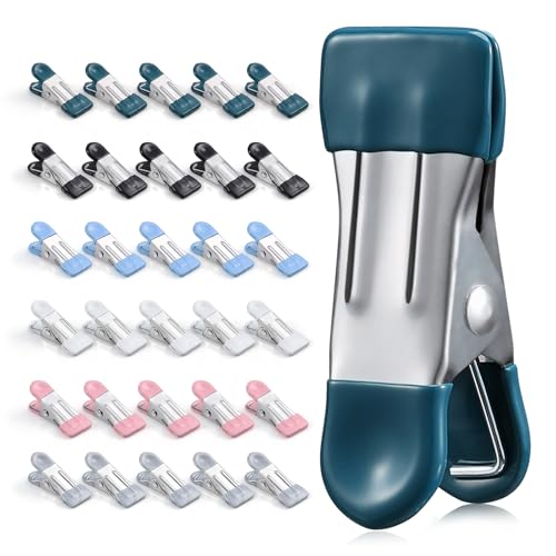 Clothes Pins Heavy Duty Out Door 30 Pack,Chip Clips 2.17 Inch, Bag Clips, Clothespins,Chip Clips Bag Clips Food Clips for Laundry, Bag Clips for Food Clips for Hanging Stainless Steel(Colored) - color: Colored