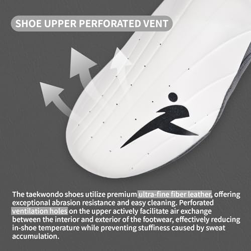 Taekwondo Karate Martial Arts Shoes, Lightweight and Breathable Boxing Shoes for Kids Youth Adult, Unisex - color: White & Black, size: 12