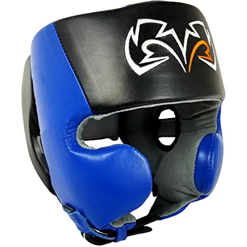RIVAL Boxing RHG20 Traditional Headgear - Microfiber Inner Lining, Quick and Easy Adjustment, and Dual Density Foam Padding - color: Black/Blue, size: Small