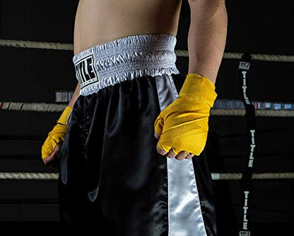 Title Boxing Mexican Style Hand Wraps (Single Pair) - Boxing Wraps, Hand Wraps for Boxing Gloves, Boxing Hand Wraps, Hand Wraps, Boxing Wraps for Men, Kickboxing Equipment, Wrist Wraps Boxing - color: Gold