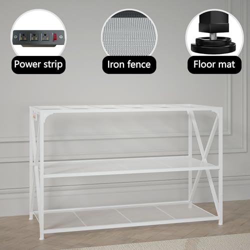 55-75 Gallon Fish Tank Stand, 49.2 x 19.7x 31.5 Inch,Industrial Aquarium Stand with Power Outlet and Switch, Turtle Tank, Reptile Terrariums and Breeder Tank Stand, White