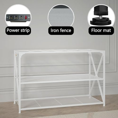 55-75 Gallon Fish Tank Stand, 49.2 x 19.7x 31.5 Inch,Industrial Aquarium Stand with Power Outlet and Switch, Turtle Tank, Reptile Terrariums and Breeder Tank Stand, White