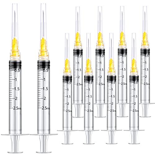 15 Pack 2.5ml/cc Plastic Measurement Syringes and 25Ga for Scientific Labs, Industrial Adhesives, Pet and Animal Injector, Individually Package - style: 15 Pack - 2.5ml 25G 1.0 Inch