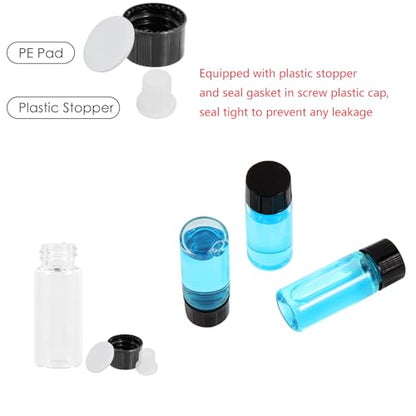 4ml Clear Glass Vials with Screw Caps and Plastic Stoppers, 1 Dram Small Liquid Sample Vial, Leak-Proof Vial, 12PCS