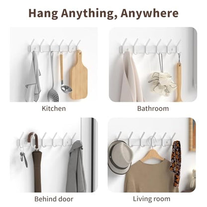 Coat Rack Wall Mount Hooks - 15 Inch White Metal 6-Hook Rack(1 Pack) - color: White, size: 1 Pack