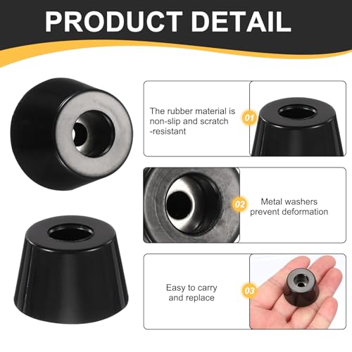 HARFINGTON 12Pcs Anti Vibration Rubber Feet 1.3" L x 1" W x 0.8" H 0.2" Dia Isolator Rubber Bumper Air Compressor Foot Pads for Generators Pressure Washers, Black