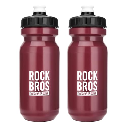 ROCKBROS Bike Water Bottle BPA-Free Squeeze Water Bottle 20 oz 2 Pack - color: Red, style: 2 Pack