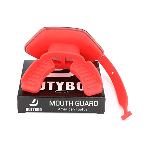 Football Mouth Guard Double Braces Mouth Guard Upper and Lower Teeth Protection Mouth Guard No Boil-Instant Fit for Youth and Adults (red) - color: Red