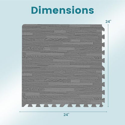 Happygrill Interlocking Wood Grain EVA Foam Floor Tiles, 100 Sq. Ft, 25 PCS - color: Grey, size: 100 Sq. Ft.