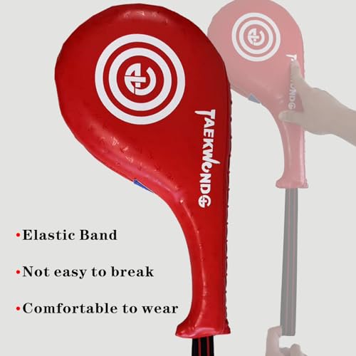 Taekwondo Kick Pads, Durable Upgraded Leather, Taekwondo Training Equipment - color: RED