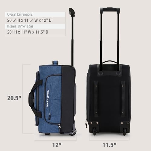 Pacific Gear Duffel Bag with Rolling Wheels - color: Navy, size: 21 inch