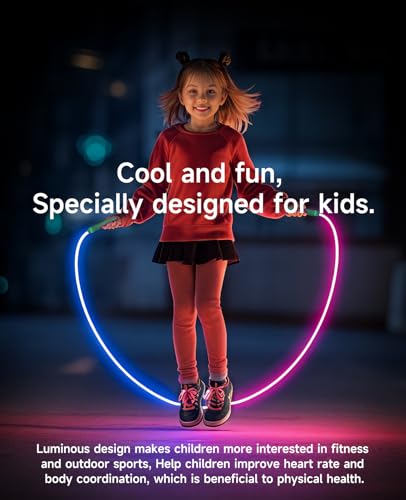 LED Light Up Jump Rope for Kids – Glow, Rechargeable, Exercise - color: Black