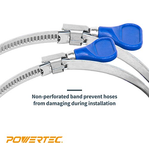 POWERTEC 70260 4 Inch Key Hose Clamp, Thumb Screw Key Adjustable Stainless Steel Hose Clamps for Dust Collection, Dust Collector and Dryer Vent Hose, Pipe Clamp, RV Clamp, Worm Gear Clamp, 10 pack - size: 4 Inch, style: Key clamps (10 PK)