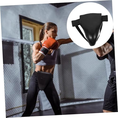 Breathable Groin Protector for Boxing Training Wear Resistant PU Black