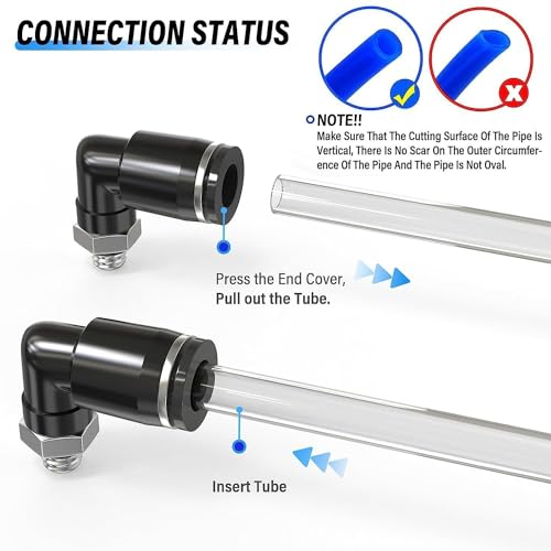 TAILONZ PNEUMATIC Male Elbow 1/4 Inch Tube OD x UNF 10-32 Thread 90 Push to Connect Fittings PL-1/4-U10 (Pack of 10) - size: 1/4''OD UNF 10-32