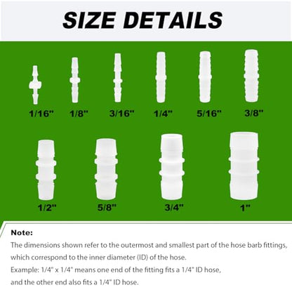 Plastic Hose Barb 1/4" Barbed Connectors Joint Splicer Mender Adapter for Aquarium Liquid Air (Pack of 5) - size: 0.25 Inch