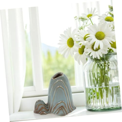 Zerodeko Ceramic Mini Mountain Fish Tank Landscape Decoration Versatile Bonsai Decor for Home Office Zen Garden Accessory Multiuse Brush Holder for