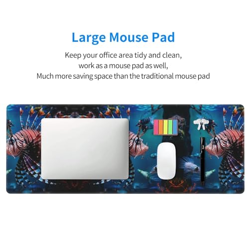 Large Gaming Mouse Pad Fish in Fish Tank Desk Mat Protector for Desktop Mousepad Waterproof Writing Pads with Anti-Slip Rubber Base Keyboard Pad for Gamer Office Home 31.5" x 12"