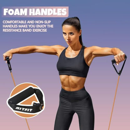 RitFit Single Resistance Bands with Handles Door Anchor for Home Gym - size: 12-16lbs