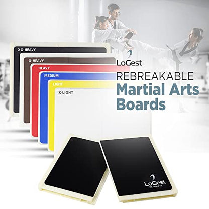 Logest Rebreakable Boards Martial Arts - Taekwondo Karate MMA Boards - Reusable Plastic Training Breaking Boards for Kids & Adults Available in 6 Levels of Difficulty Taekwondo Boards for Breaking - color: Blue - Medium