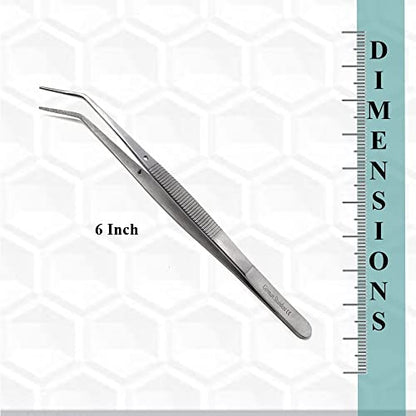 Reptile Feeding Tongs Straight Aquarium Tweezers Anti-Rust Thickened Stainless Steel Forceps, for Terrarium, Fish Tank, Snakes/Lizards/Gecko, Planting By HTI (6" - Set of 2)