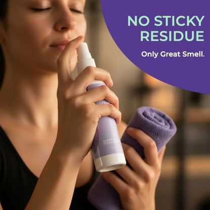 SwaytAway Fitness Mat Mist with Towel, 4oz Travel Size, 2 Pack, Lavender | Yoga Mat Spray with Towel Aromatherapy-Inspired Lavender and Patchouli Blend, Plant-Based, No Rinse, Refreshes & Deodorizes - size: 4 oz - 2 Pack