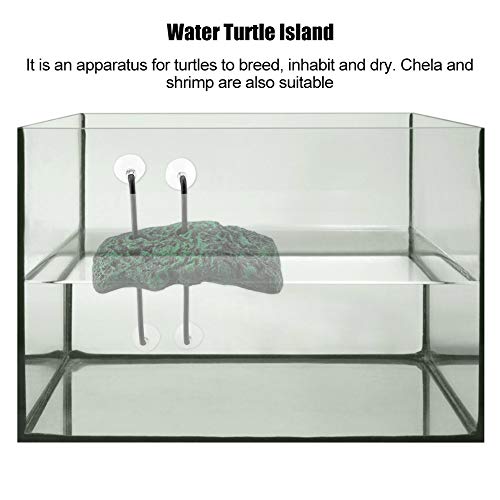Turtle Climbing , Basking Automatic Floating Pier Terrapin Dock Reptile Ramp Terrarium Ornament with Suction Cup for Semi Aquatic Animals(L)