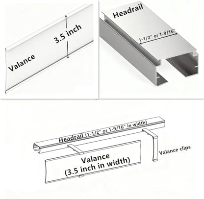 4pcs Valance Clips 3.5" Clear Vertical Blind Hidden Retainer Holder Installation Bracket with Built in Valance Outside Mount The headrail Size Measured 1.5"(38mm) in Top