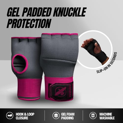 Hayabusa Quick Gel Hand Wrap Boxing Gloves - color: Grey/Pink, size: Small