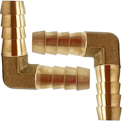2pcs Brass Hose Barb Fitting 5/16" x 5/16" Barbed 90 Degree Elbow Connector L Right Angle by CX WONDERLAND - size: 5/16" Hose Barb
