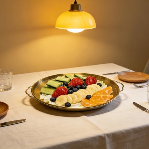 Golden Chilled Serving Tray for Parties 11.8" Compartments Ice Bowl Keeps Food Fruit Dish Cold Platter for Vegetable Seafood Shrimp Cocktail Appetizer Oysters Cheese