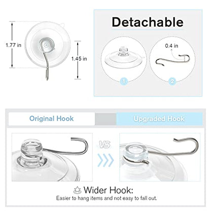 VIS'V Suction Cup Hooks, 1.77 Inch Small Window Suction Cups with Metal Hooks, Removable and Reusable, Clear, 12 Pcs - size: Small