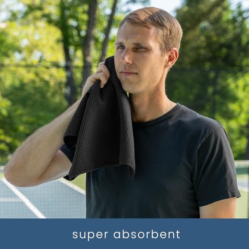 S&T INC. Microfiber Gym Towels, 3 Pack, 16" x 27", Honeycomb Black | Absorbent and Lightweight, Quick-Dry, Compact for Gym Bag, Yoga and Travel, Machine Washable - color: Honeycomb Black