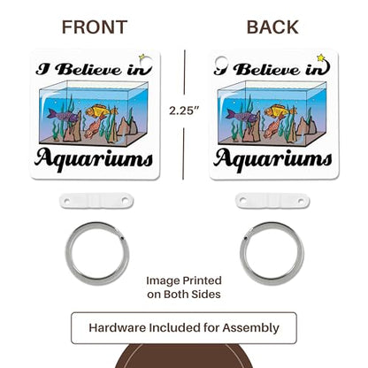 3dRose, I Believe In Aquariums, Key Chain - size: set of 4 Key Chains